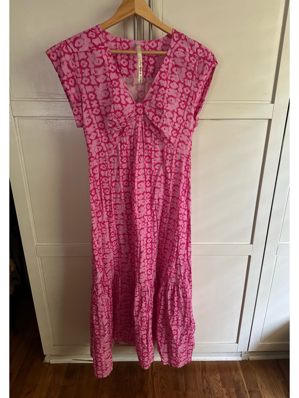 Uncle Frank Pink Floral V-Neck Maxi Dress works Sz XS